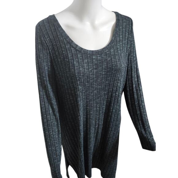 Soma Medium Ribbed Knit Side Slit Tunic SAGE Green Longline Blouse Top Shirt - Picture 3 of 13